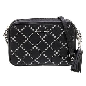 Michael Kors Jet Set Diamond Grommet Black Crossbody Bag